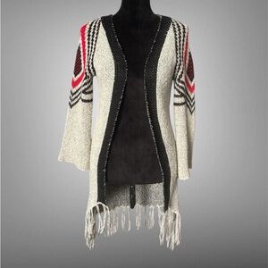 Chic Open-Front Sweater with Fringe